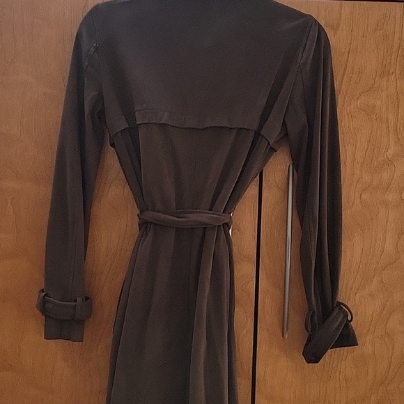 Zara Olive Green Long Faux Suede Trench Coat XS - Picture 8 of 11